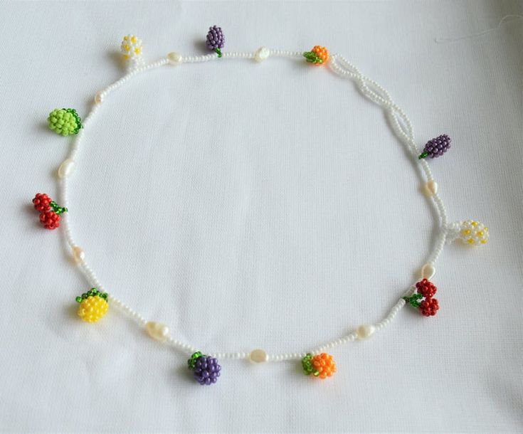 Fruits Beaded Choker Necklace Pearl Beads Necklace for Women .