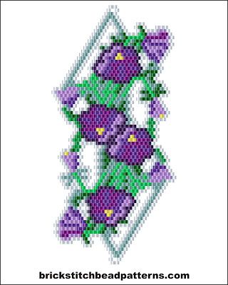 Purple Pansies Free Beaded Flower Bracelet Charm Pattern | Miyuki .