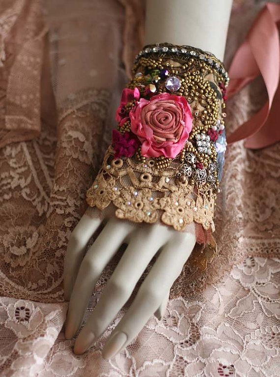 Reservedbrocart Romantic Shabby Chic Wrist Cuff antique | Etsy in .