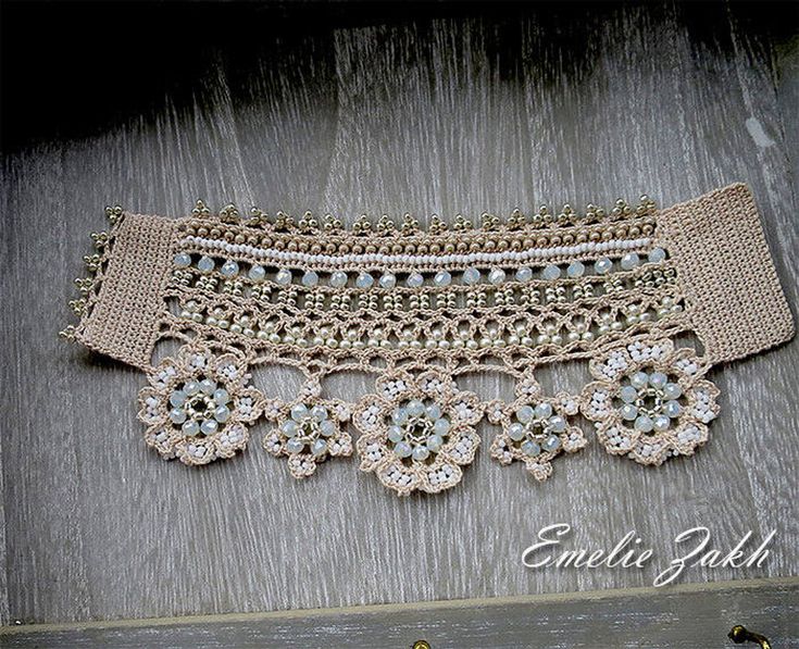 Crochet Bracelet Cuff With Embroidered Beads Crochet Lace - Etsy .