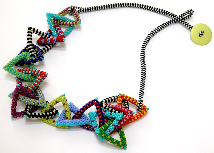 Nita E Kaufman - Triangle necklace with ladderstitch band and .