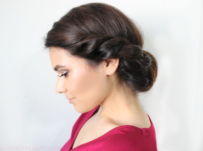 Date Night Hair: Twisted Low Roll Updo Tutorial | Slashed Beauty .