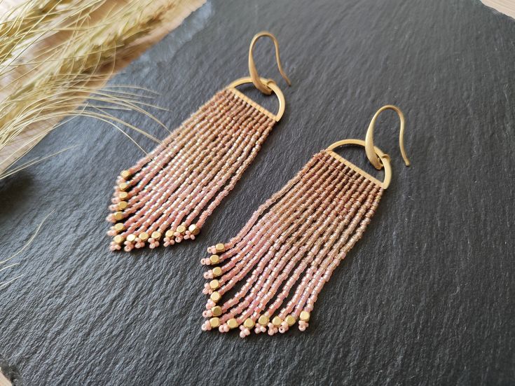 Handmade Ombre Fringe Earrings odoti in Light Pink - Etsy UK in .