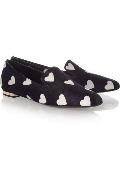 Burberry Prorsum Pencombe heart-print calf hair slippers | Fashion .