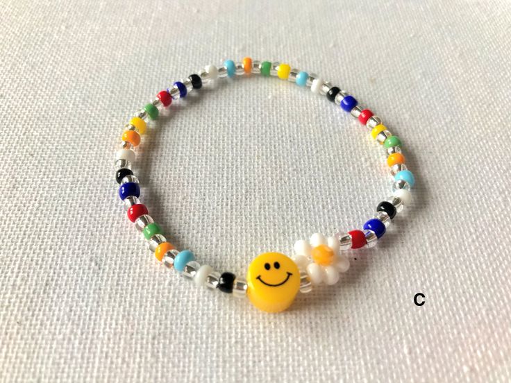 Smiley Bracelets Smiley Beaded Bracelets Colorful Bracelet - Etsy .