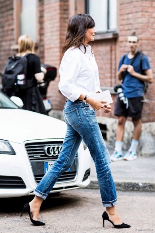 17 Crisp Shirt And Boyfriend's Jeans Combo Ideas | Estilo jeans .