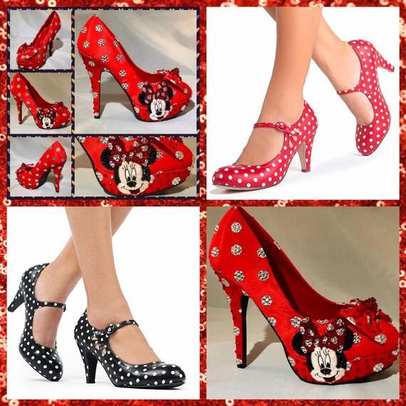 Minnie Mouse Heels, Minnie Mouse Polka Dot Heels, Mickey Mouse .