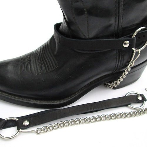 Western Boots Boot Chains Black Leather Harness Straps - Et