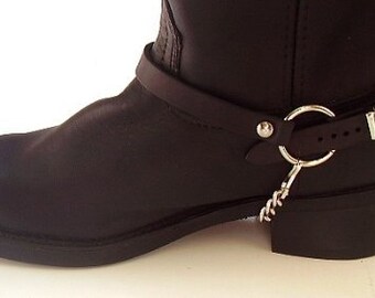 Western Boots Boot Chains Black Leather Harness Straps - Et