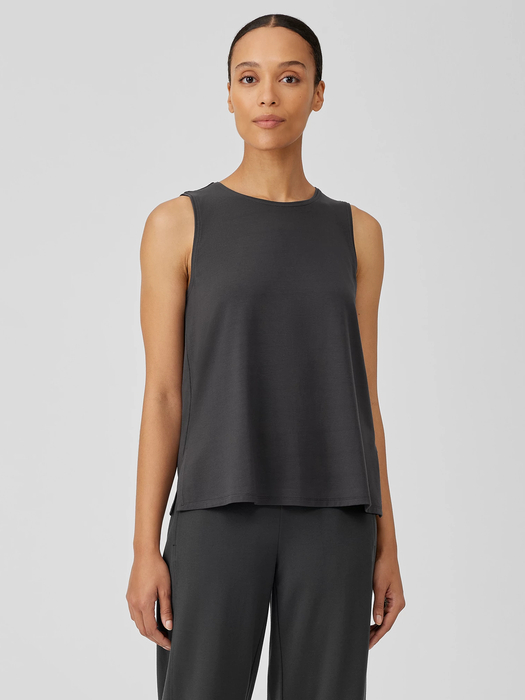 Stretch Jersey Knit Jewel Neck Tank | EILEEN FISH