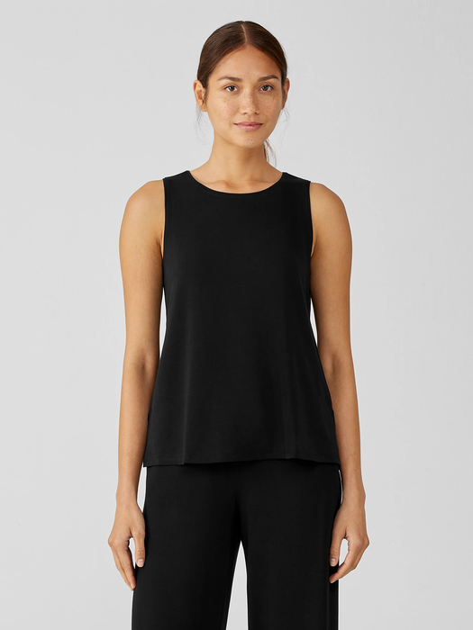 Stretch Jersey Knit Jewel Neck Tank | EILEEN FISH