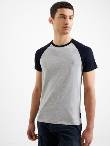 Raglan Short Sleeve T-Shirt Light Grey Melange / Dark Navy .