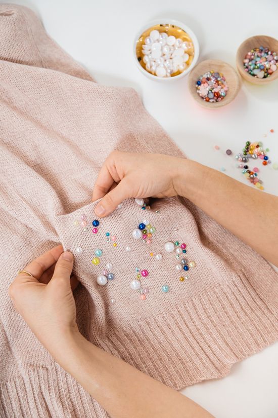 A Pretty Pearl Sweater DIY... - Oh Joy! | Diy embroidery, Diy .