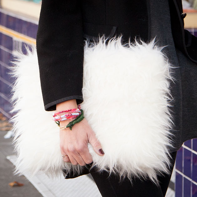 DIY Faux Fur Clutch Ikea hack by Trinkets in Blo