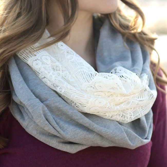 how to make a DIY lace & knit infinity scarf sewing tutorial | Diy .