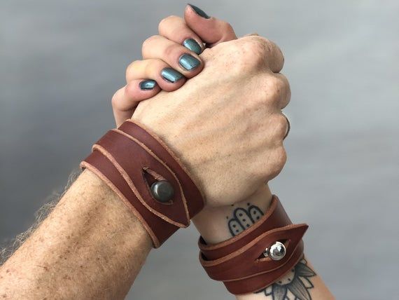 Maroon Leather Cuff Bracelet for Men and Women Full Grain - Etsy .