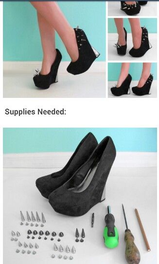 Studs and spikes heels DIY | Diy shoes, Prom dress shoes, Spike hee