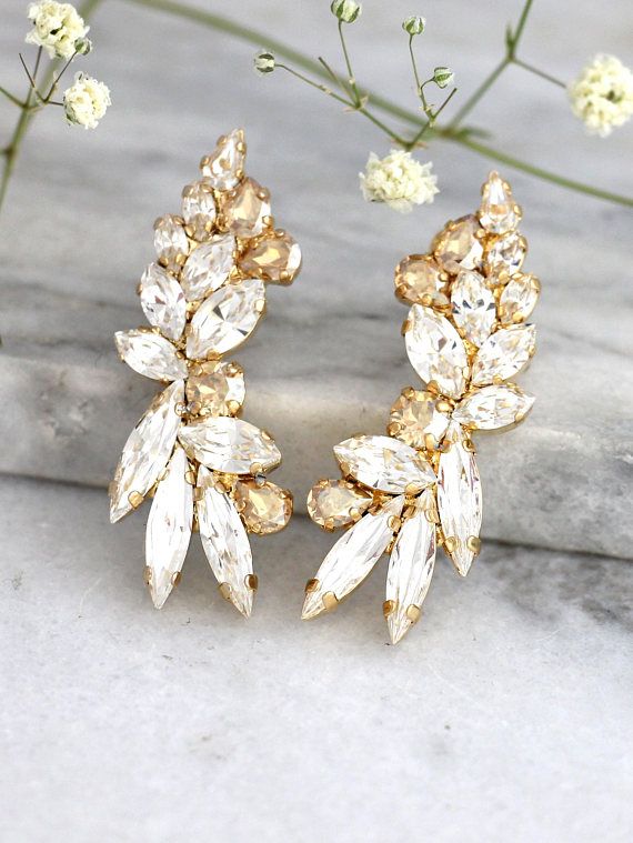 Ear Cuff Earrings Crystal Ear Cuff Earrings Bridal Climbing - Etsy .