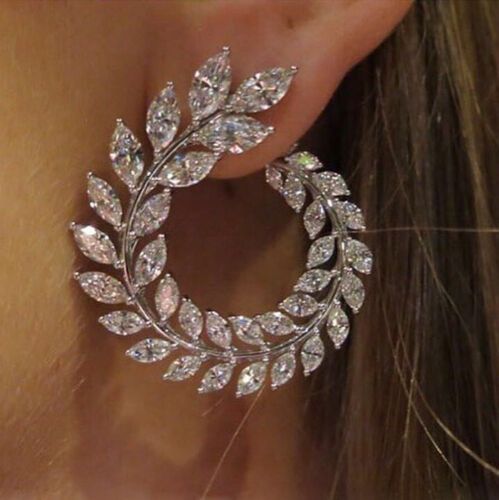 18k White Gold Filled Earrings made w Swarovski Crystal Marquise .