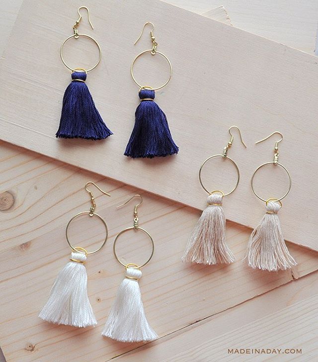 DIY Hoop Tassel Earrings | Diy tassel earrings, Homemade jewelry .