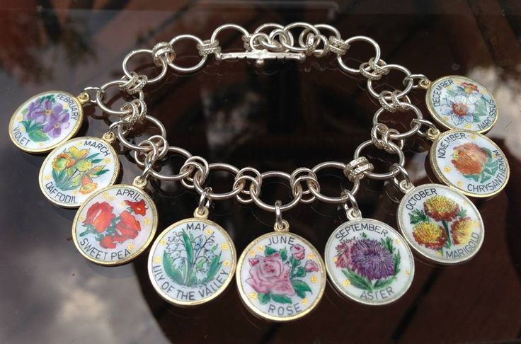 eCharmony Charm Bracelet Collection - Flower of the Month Enamel .