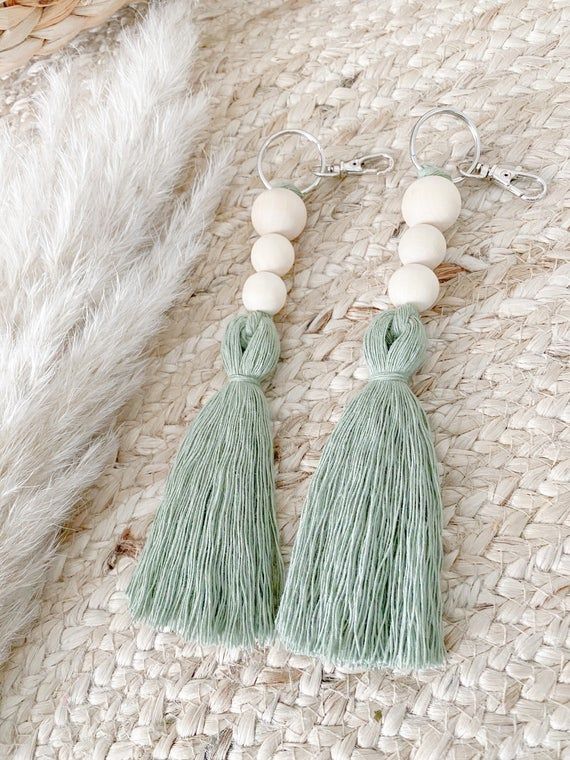 Wooden Bead Tassel Keychains - Etsy | Beaded tassels, Beaded .