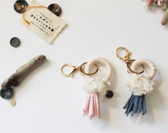 Wooden Bead Tassel Keychains - Etsy | Feather keychain, Beaded .