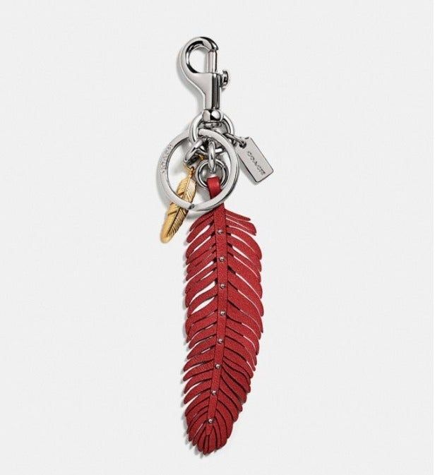 Coach Red Leather Feather Bag Charm on Mercari | Keychain fob .