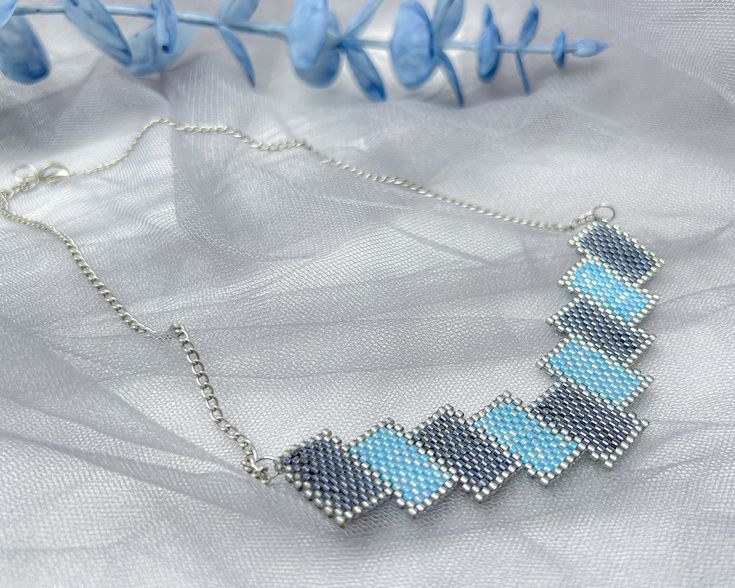 Geometric Necklace Statement Seed Bead Necklace Short Everyday .