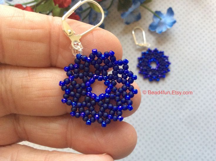 Seed Beaded Earrings Name: Blue Moon Geometric Beaded - Etsy .