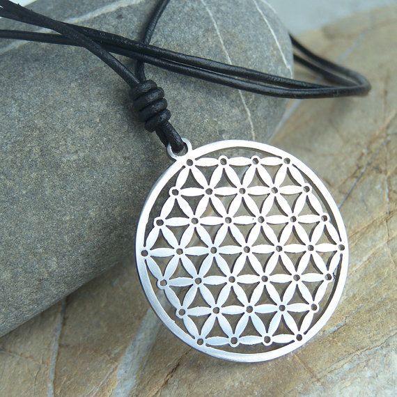 Flower of Life Stainless Steel Pendant on Natural Leather - Etsy .