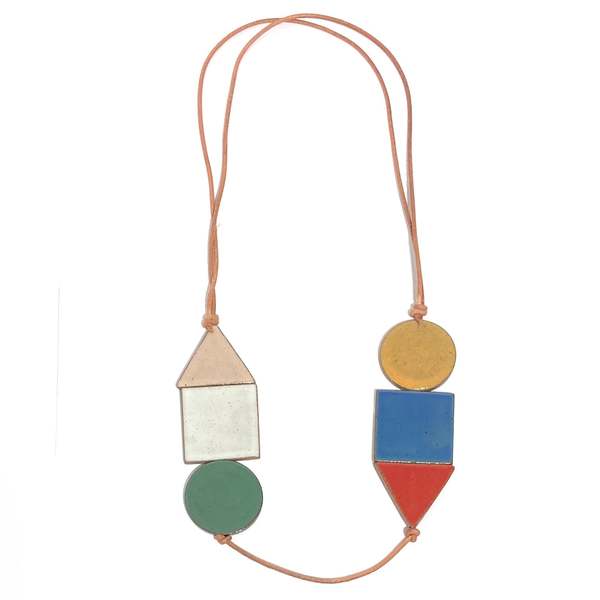 Julie Moon 'Stacked Shapes Necklace Long' Multi Coloured | Garmento