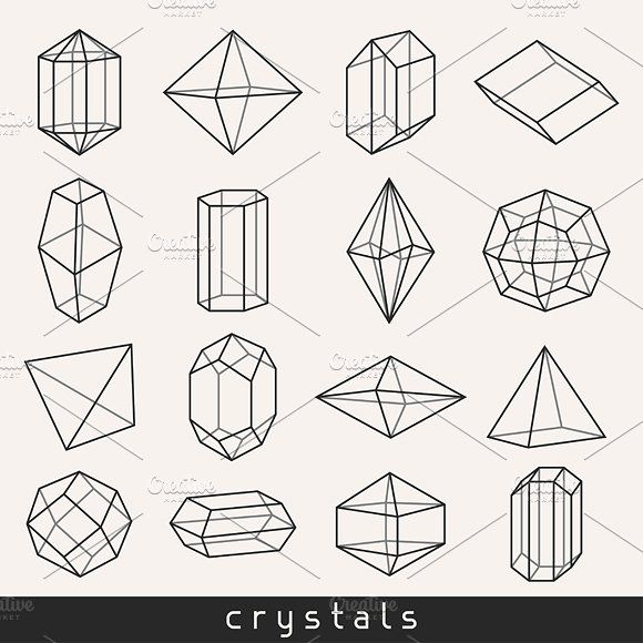 Set of geometric crystals. | Geometric, Spiral design art, Crystal .