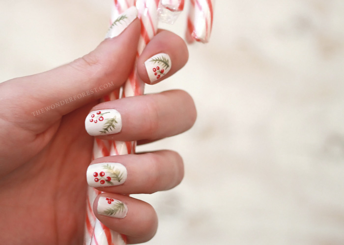 Holiday Nail Art: Berries and Spruce - Wonder Fore