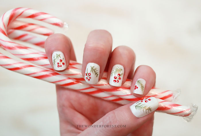 Holiday Nail Art: Berries and Spruce - Wonder Fore