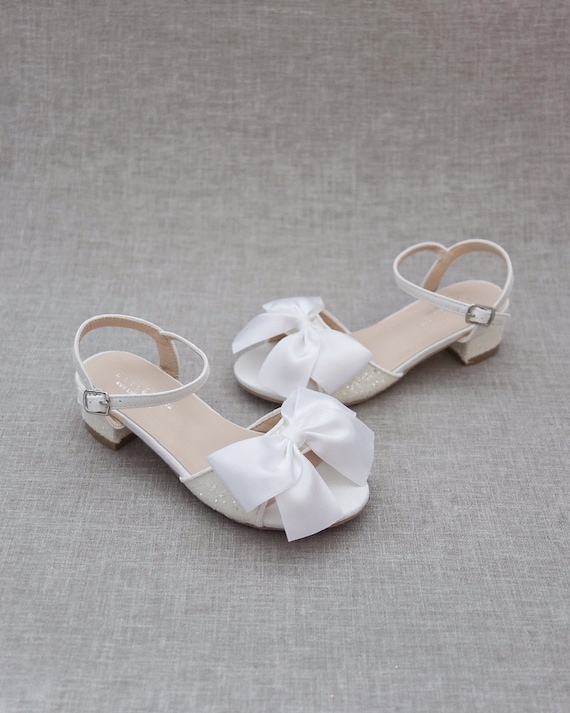 White Rock Glitter Block Heel Sandals With Bow Girls Sandals - Et