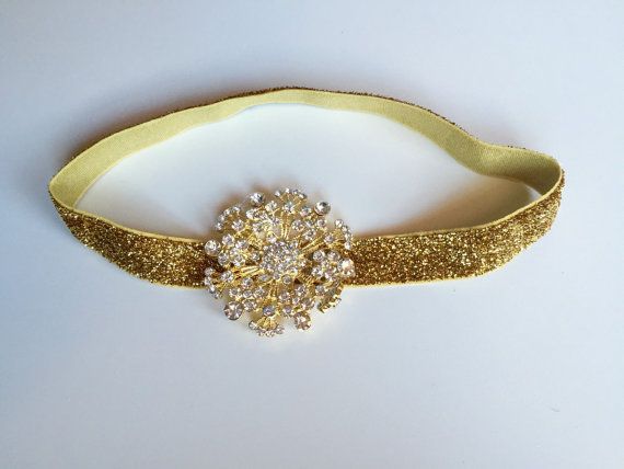 Gold rhinestones holiday headband | Gold rhinestone, Rhinestone .