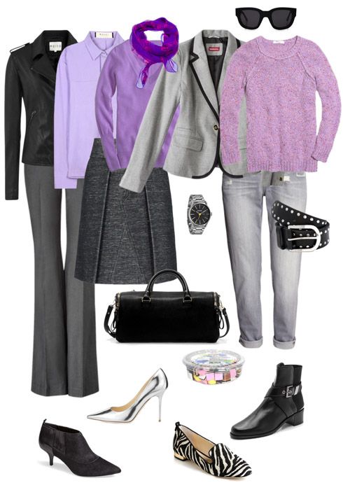 Ensemble: Grey, Lilac & Black | Fashion capsule wardrobe, Grey .