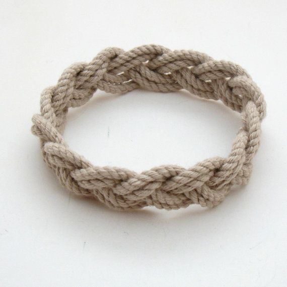 Turks Head Sailor Knot Bracelet Woven Narrow in Tan Cotton - Etsy .