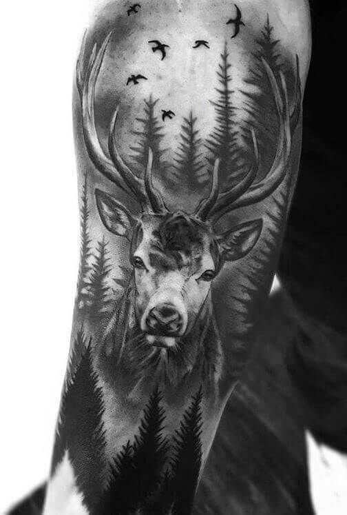 12+ Best Stag Sleeve Tattoo Ideas | Wilderness tattoo, Animal .