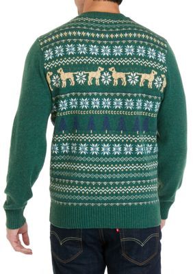 Crown & Ivy™ Men's Hound Fairisle Crew Neck Sweater | Christmas .