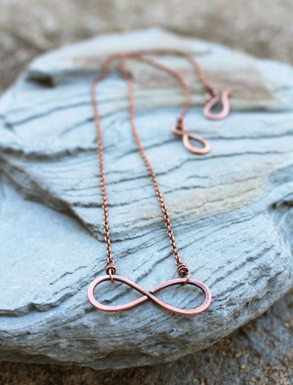 Infinity Necklace, Oxidized Copper, Minimalist, Wire Jewelry .