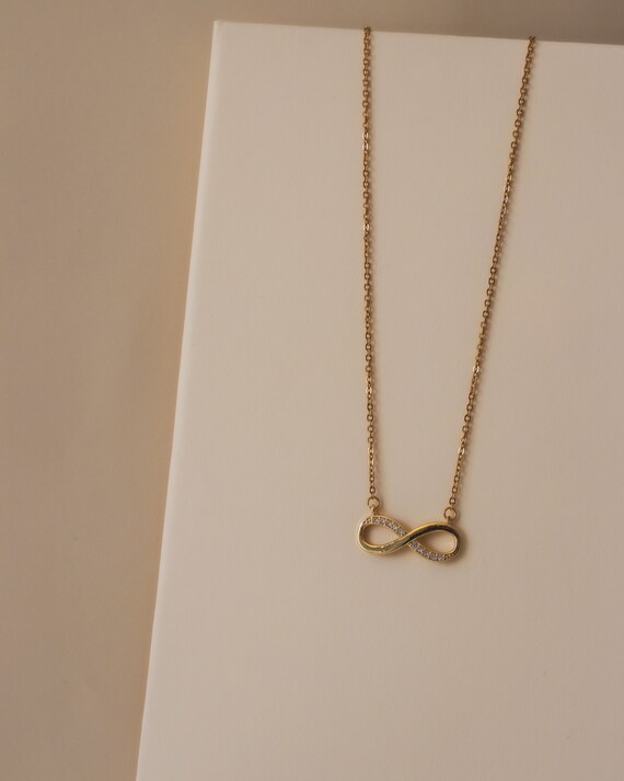 Buy Gold Infinity Dainty CZ Necklace for Women Minimalist Charm .