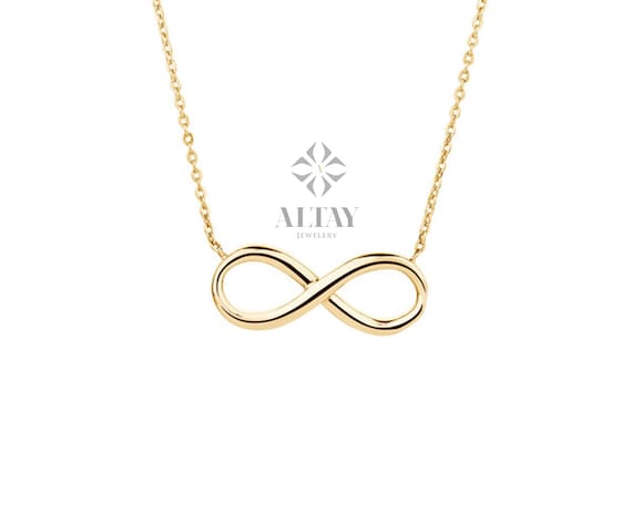 14K Solid Gold Infinity Necklace Eternity Pendant Minimalist - Et