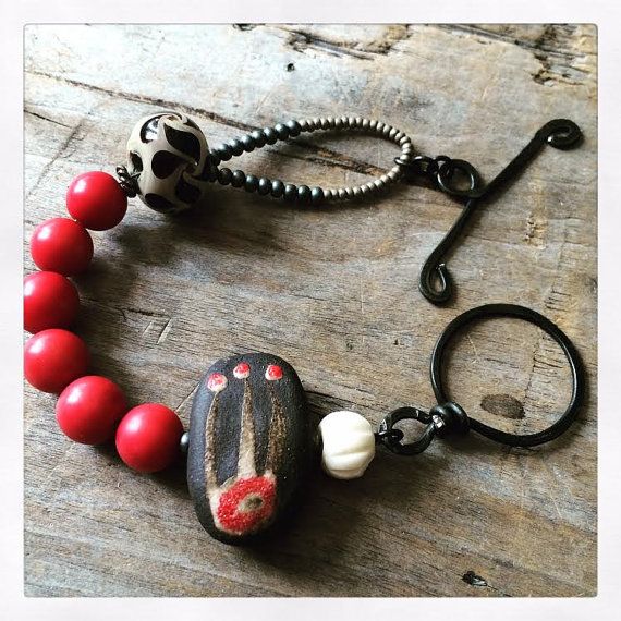 Funky Cold Medina Mixed Media Asymmetrical Bracelet in Red and .