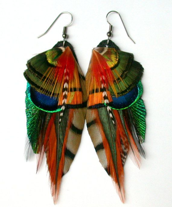 Earthy Feather Earrings All Natural Colors by wildspirits on Etsy .