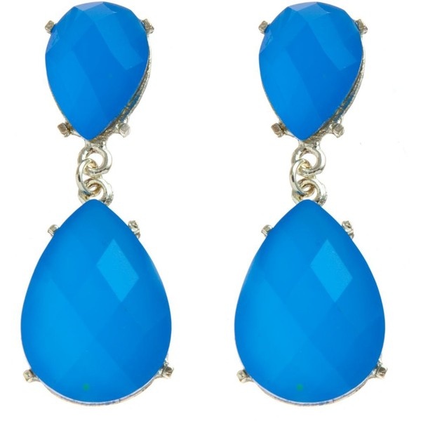 Neon Blue Teardrop Gem Drop Earrings ($6.50) ❤ liked on Polyvore .