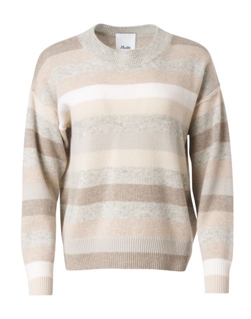 Grey and Neutral Striped Wool Cashmere Sweater | Allude | Sweaters .