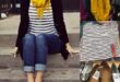 Fall Outfit Pinspiration: Mustard Scarf, Stripes and Print Flats + .