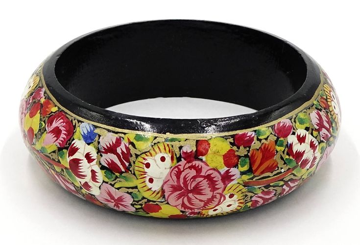 Hand Painted Floral Wooden Bangle Bracelet Russian Folk Art | Etsy .